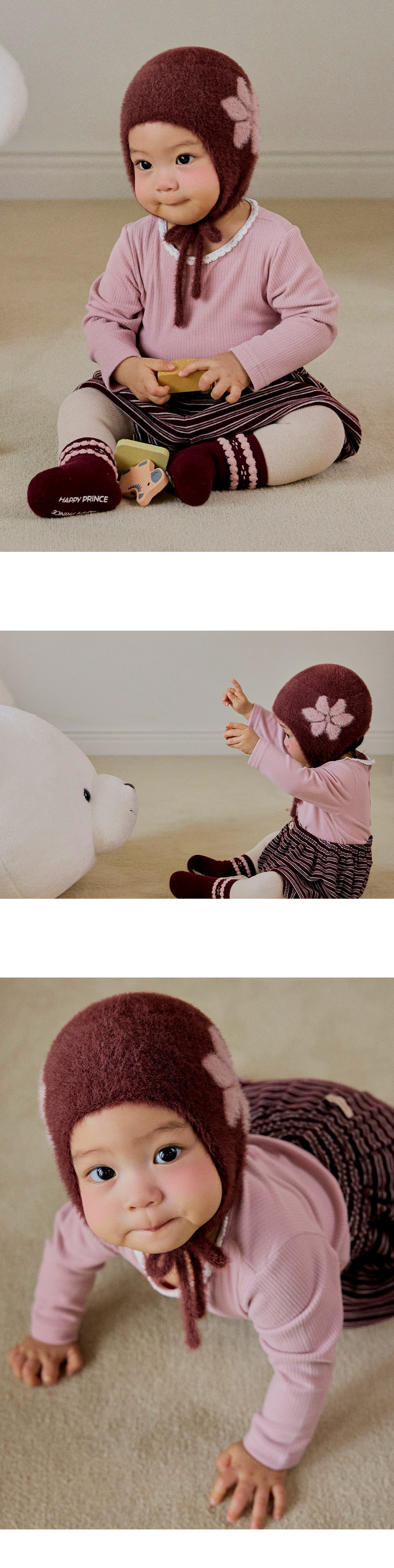 Mink Fluffy Rosy Knit Bonnet by Kids Clara for Baby - view 2