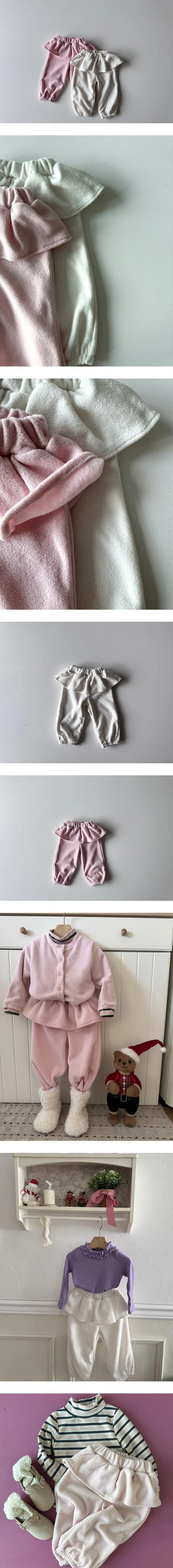 Terry Fleeced Frill Jogger Pants by Le petitmot for Child - view 1