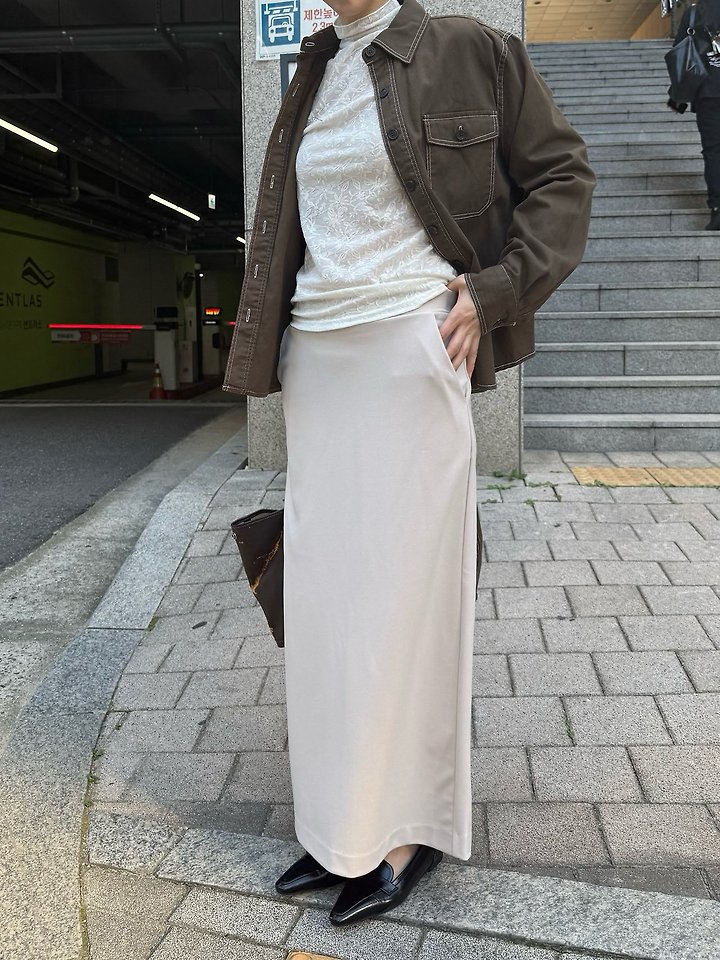 Demue Elastane Maxi Long Skirt (Banding) by Lenoii for Women - view 3