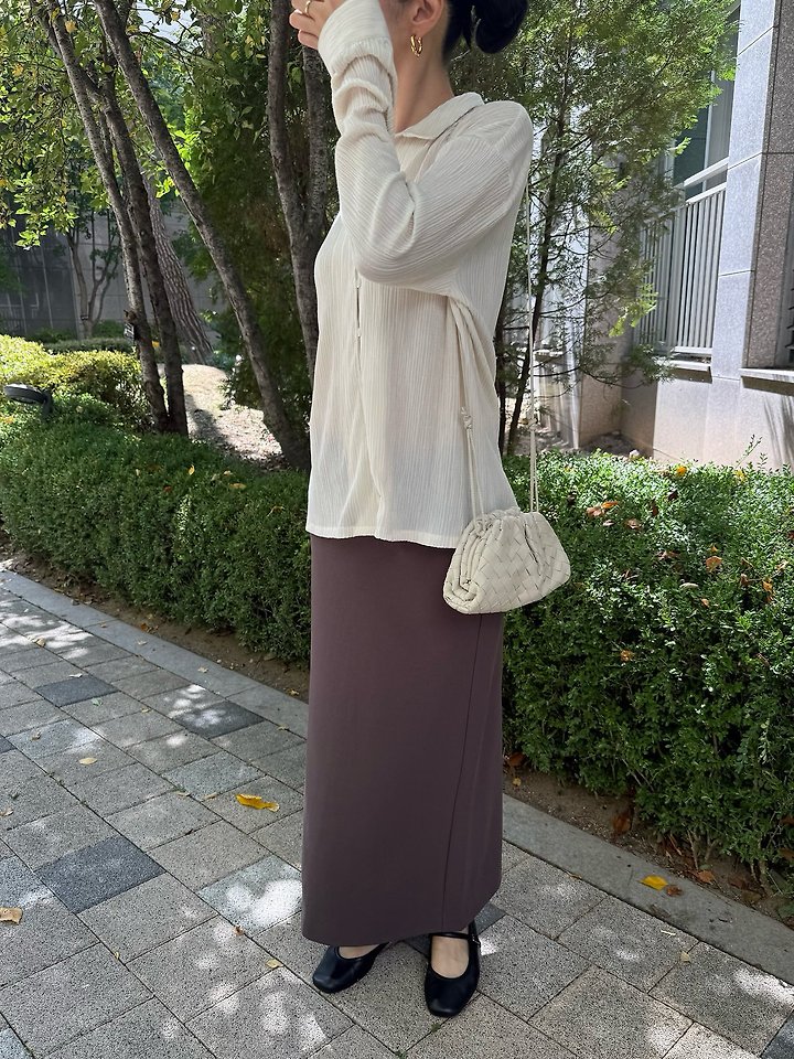 Demue Elastane Maxi Long Skirt (Banding) by Lenoii for Women - view 5