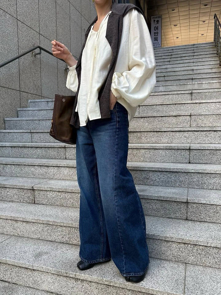 City Wide Flare Denim Pants (Hidden Banding) by Lenoii for Women - view 4