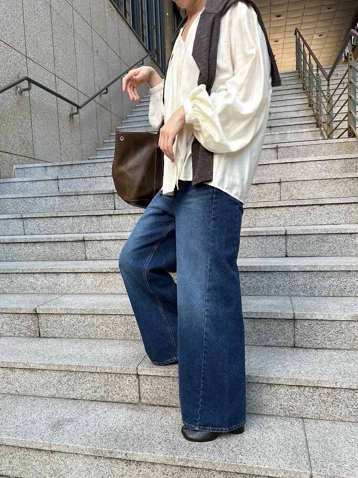 City Wide Flare Denim Pants (Hidden Banding) by Lenoii for Women - view 6