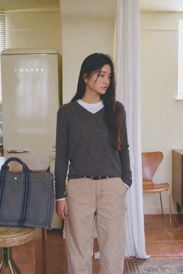 Mocca V-Neck Basic Tee by Lenoii for Women - view 2