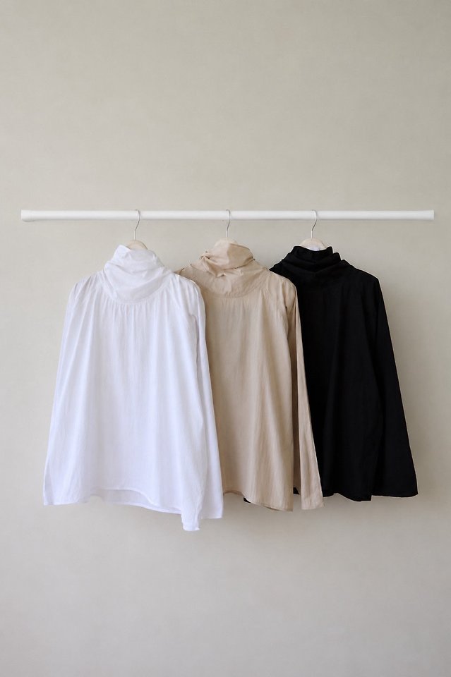 Autumn High-Neck Tie Cotton Blouse by Lenoii for Women - view 11