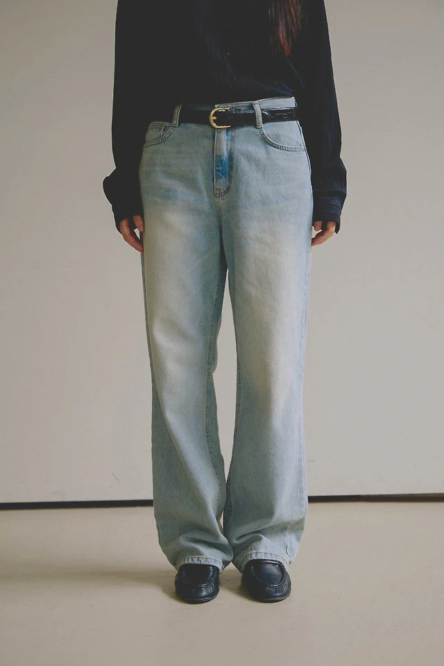 Indie Vintage Wash Straight Denim Pants by Lenoii for Women - view 7