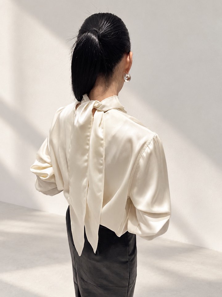 Mer Satin Tie Blouse by Lenoii for Women - view 2