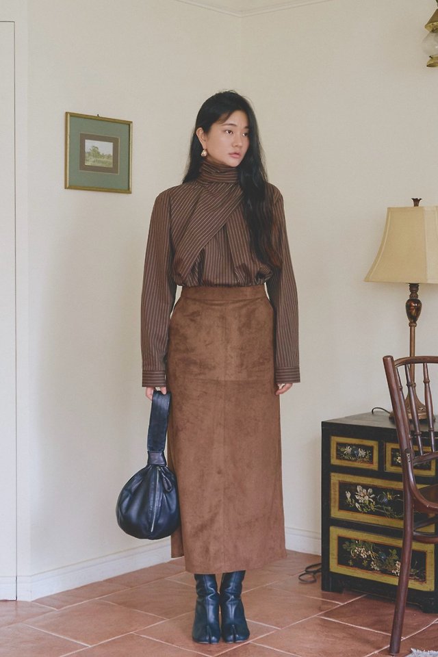 Berlin Suede Maxi Long Skirt by Lenoii for Women - view 1