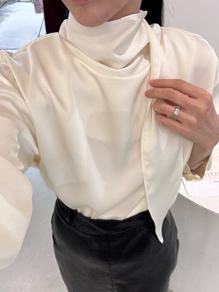 Mer Satin Tie Blouse by Lenoii for Women - view 3