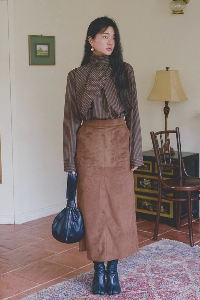 Berlin Suede Maxi Long Skirt by Lenoii for Women - view 2