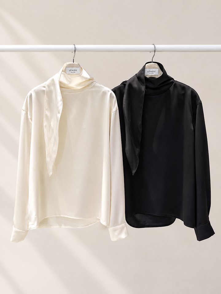 Mer Satin Tie Blouse by Lenoii for Women - view 4
