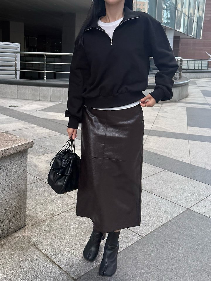 Berry Vegan Leather Midi Skirt by Lenoii for Women - view 5