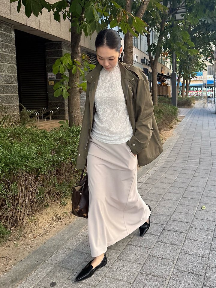 Demue Elastane Maxi Long Skirt (Banding) by Lenoii for Women - view 2