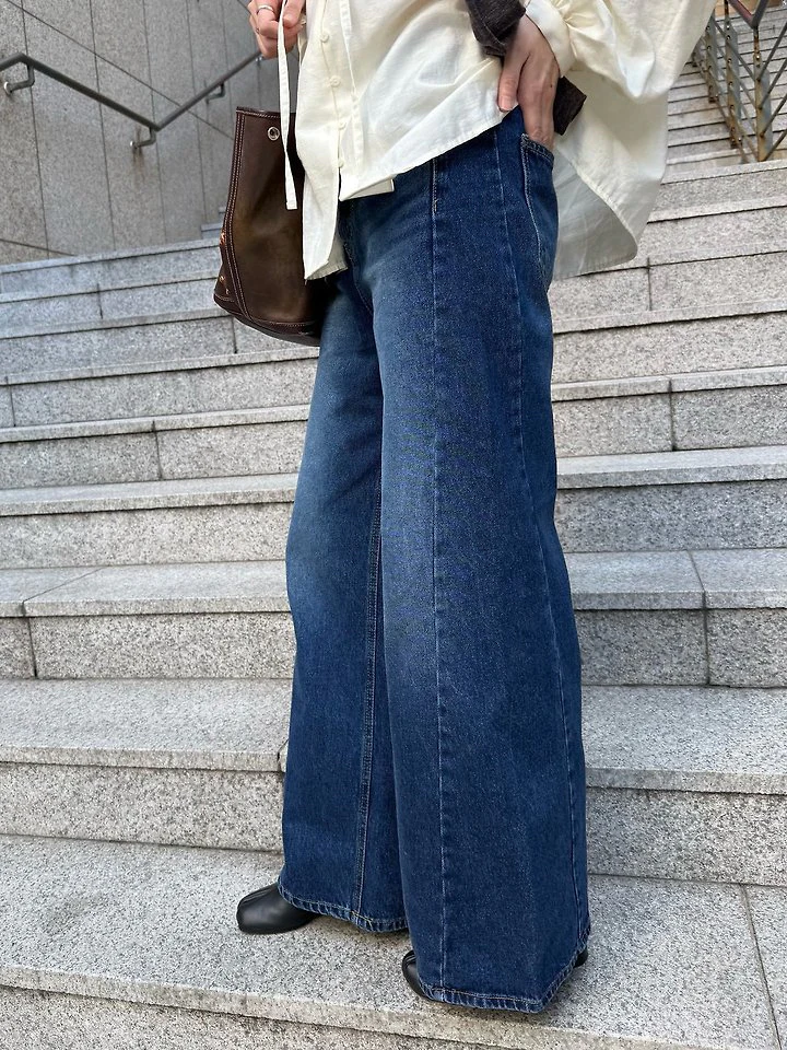 City Wide Flare Denim Pants (Hidden Banding) by Lenoii for Women - view 3