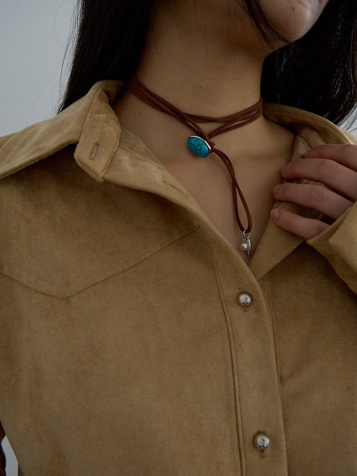 Sandy Vintage Turkey Suede Strap Necklace by Lenoii for Women - view 3