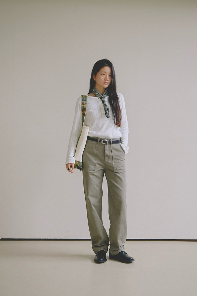 Mark Herringbone Outpocket Cotton Pants by Lenoii for Women - view 1