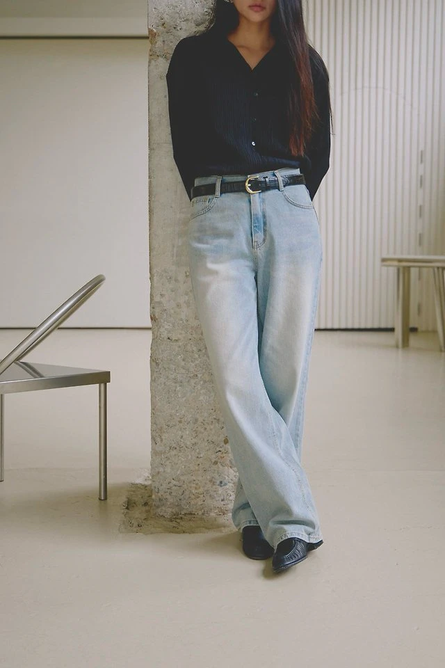 Indie Vintage Wash Straight Denim Pants by Lenoii for Women - view 4