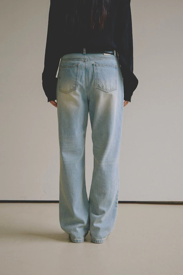 Indie Vintage Wash Straight Denim Pants by Lenoii for Women - view 8