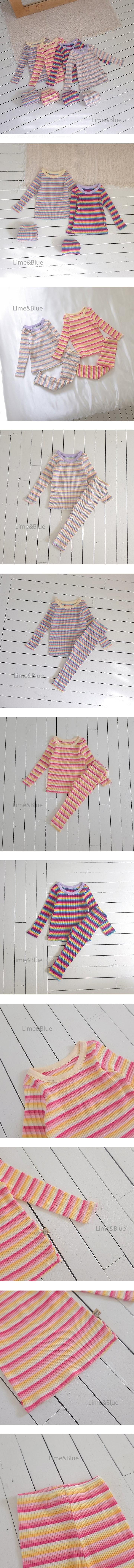 Rainbow Striped Long Sleeve Top & Bottom Set by Lime & Blue for Child unisex - view 1
