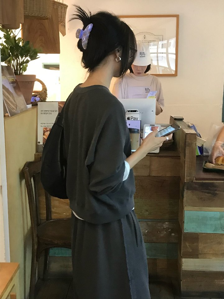 Cozy Waffle Sweatshirt & Pants Set by Lofn for Women - view 2