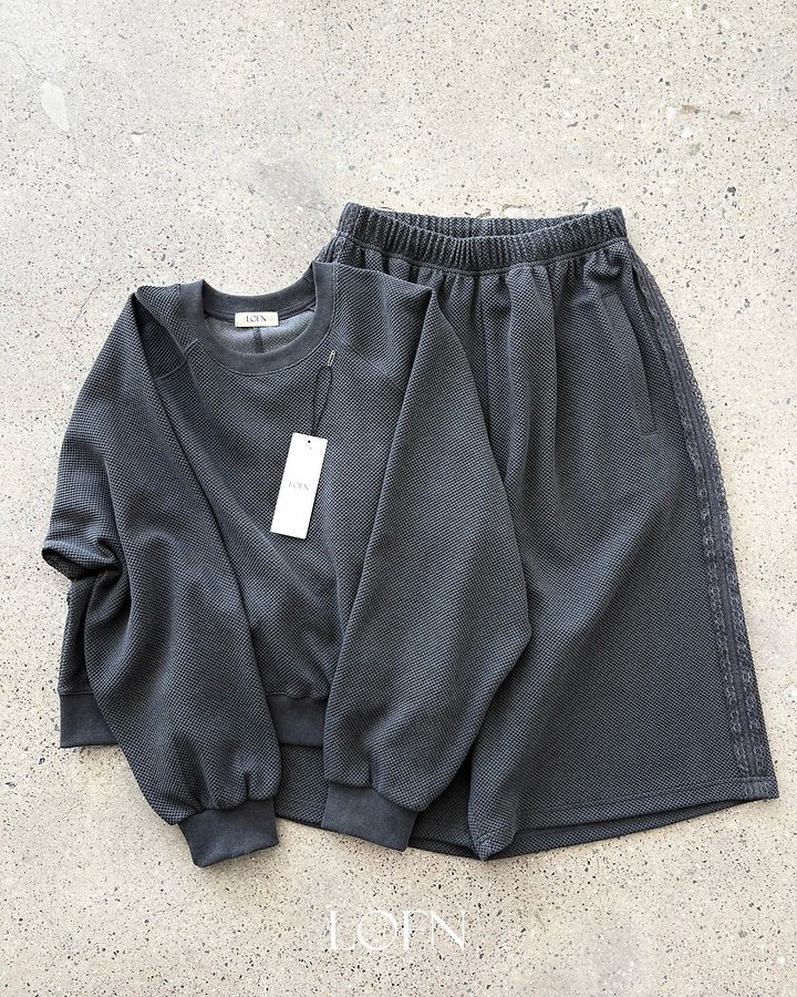 Cozy Waffle Sweatshirt & Pants Set by Lofn for Women - view 9