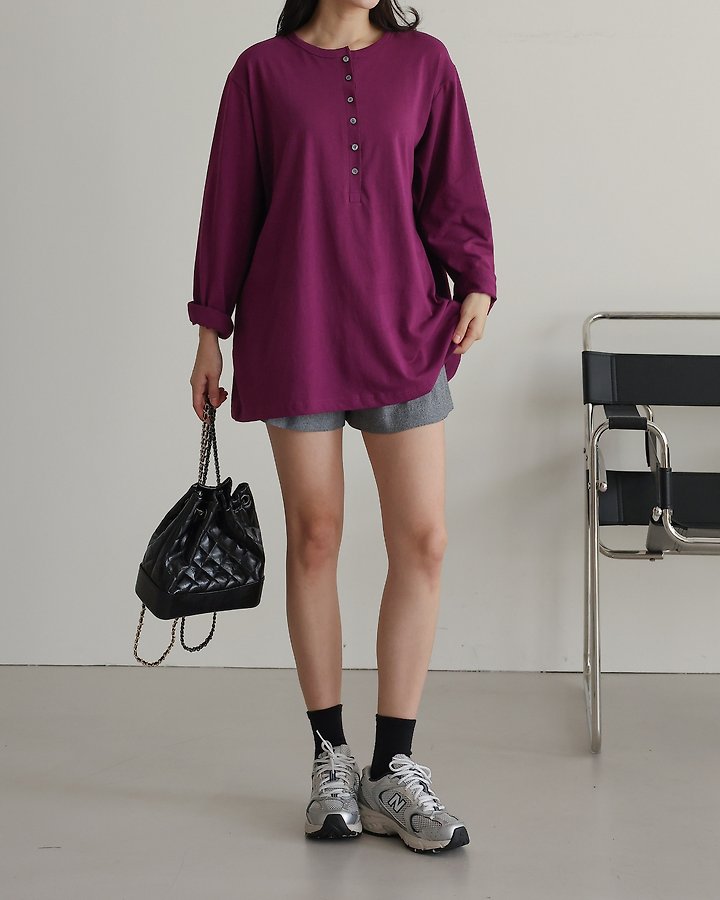 Sleek Placket Tee by Lovely for Women - view 2