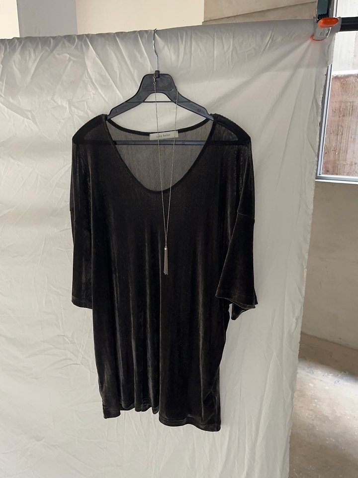 Velvet V-Neck Tee by Lucy Salon for Women - view 2