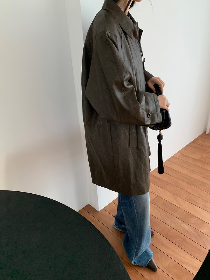 Ted Leather Trench Coat by Lucy Salon for Women - view 3