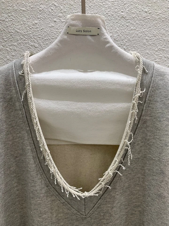 Rough V-Neck Sweatshirt by Lucy Salon for Women - view 11