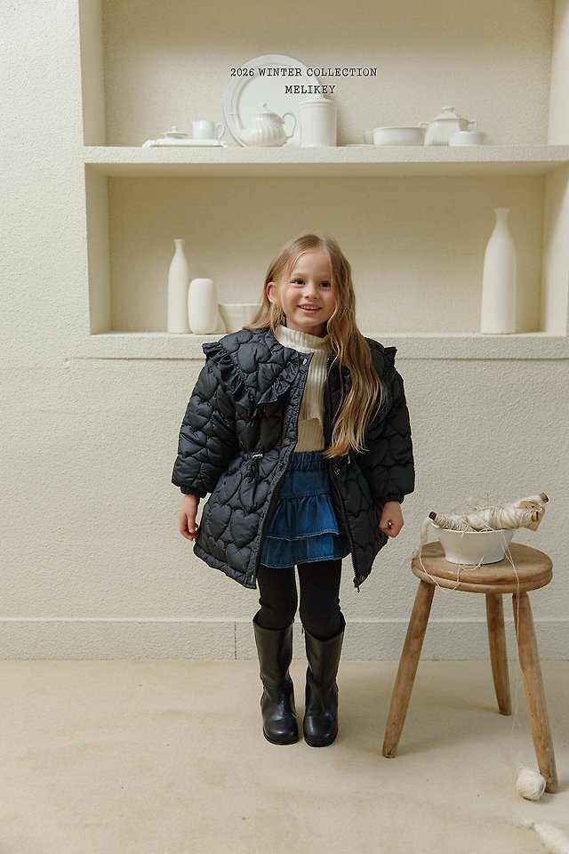 Heart Quilting Long Padded Jacket by Melikey for Child - view 7