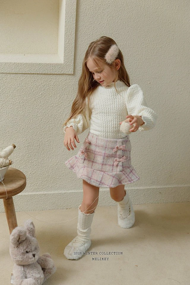 Check Ribbon Frill Skirt by Melikey for Child - view 3