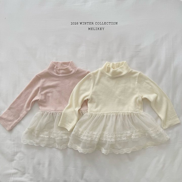 Pompom Soft Mock Neck Tee by Melikey for Child - view 1