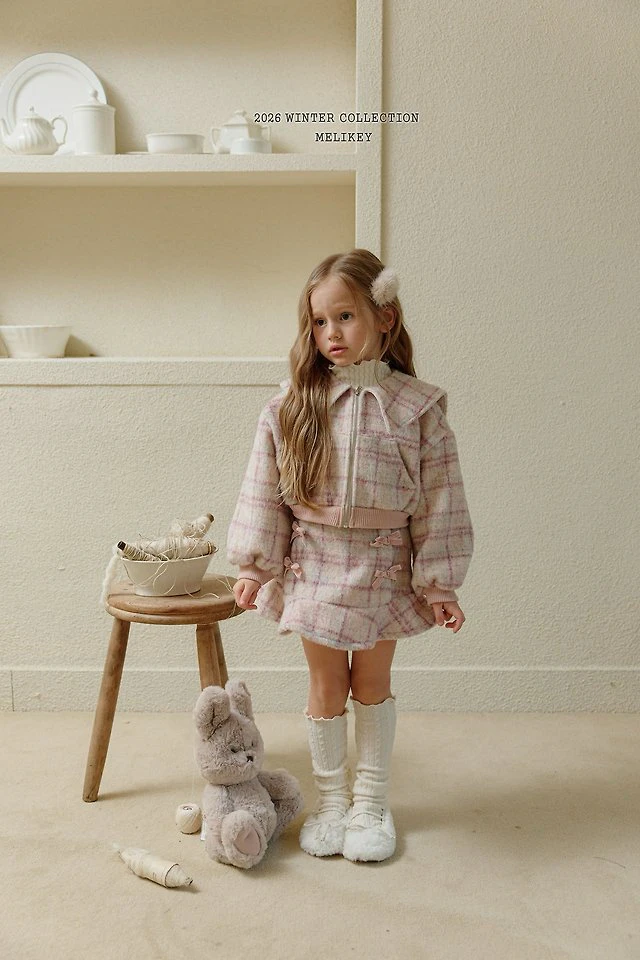 Check Ribbon Frill Skirt by Melikey for Child - view 7