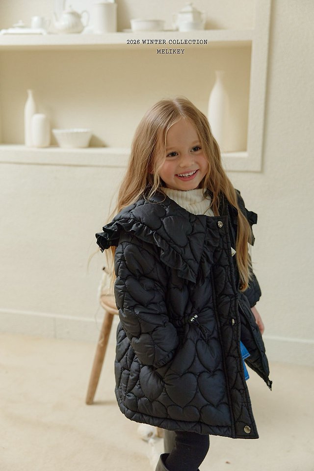 Heart Quilting Long Padded Jacket by Melikey for Child - view 3