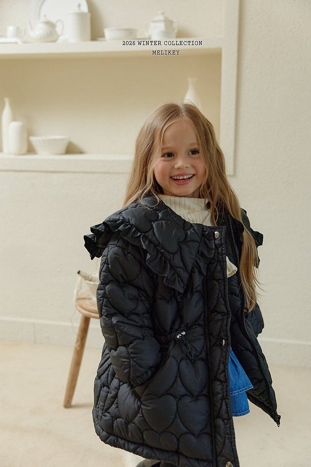 Heart Quilting Long Padded Jacket by Melikey for Child - view 4