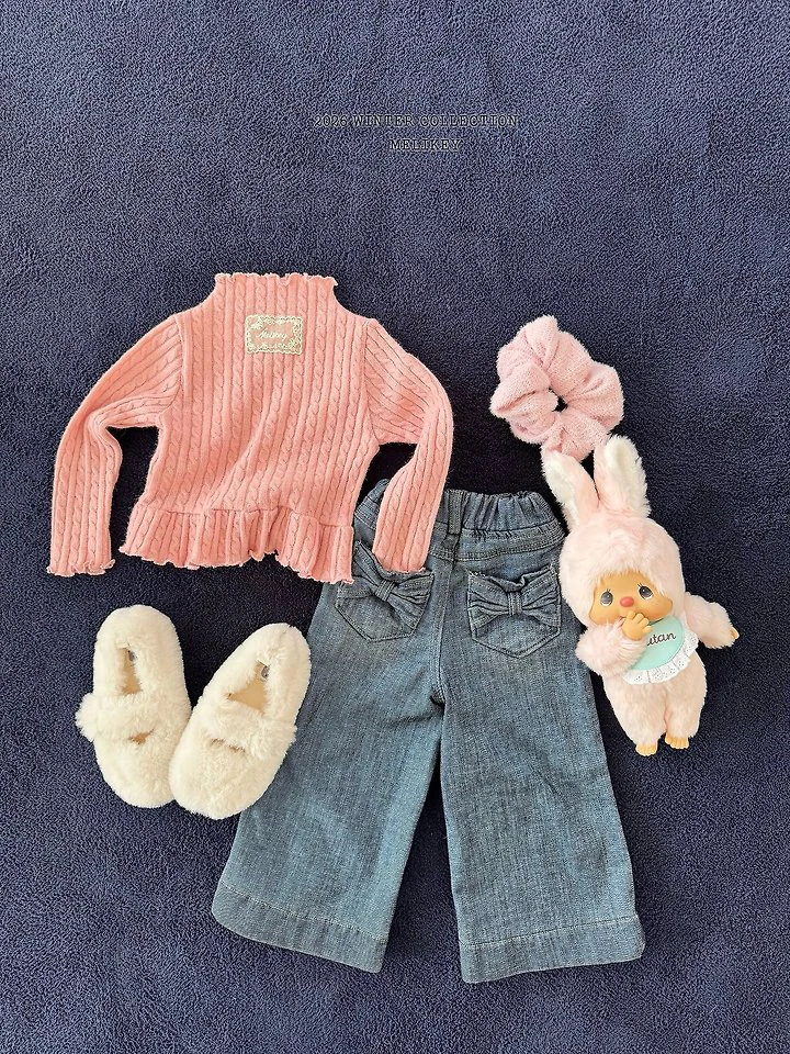 Velvet Ribbon Denim Pants by Melikey for Child - view 8