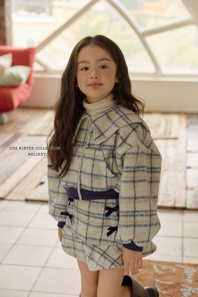 Woolen Check Sailor Zip-Up by Melikey for Child - view 3