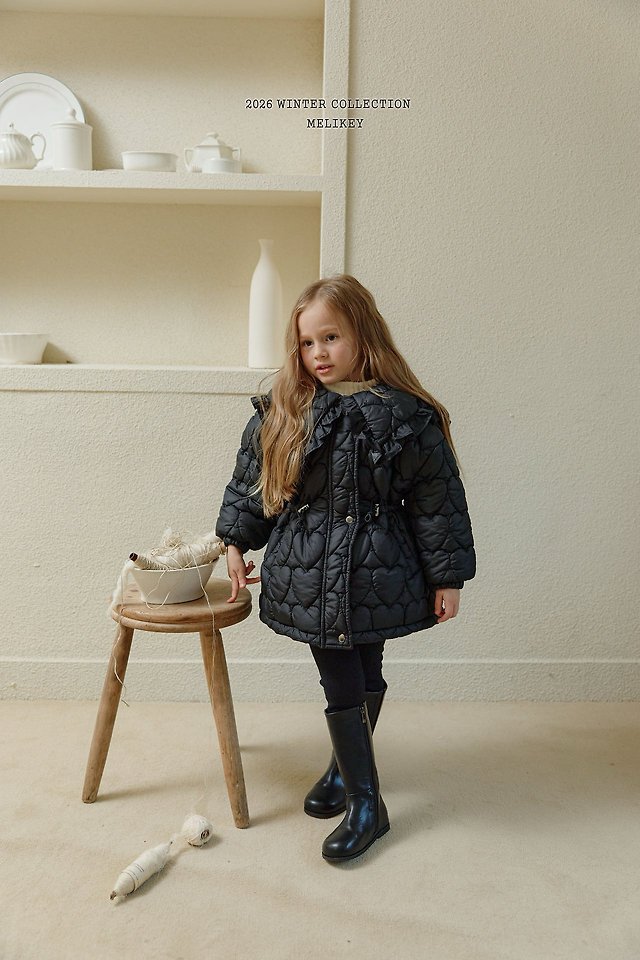 Heart Quilting Long Padded Jacket by Melikey for Child - view 11