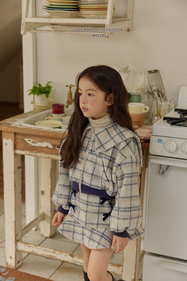 Woolen Check Sailor Zip-Up by Melikey for Child - view 9