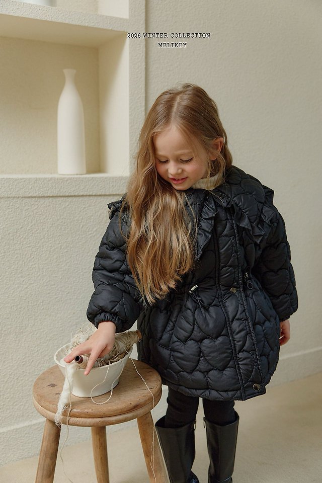 Heart Quilting Long Padded Jacket by Melikey for Child - view 12