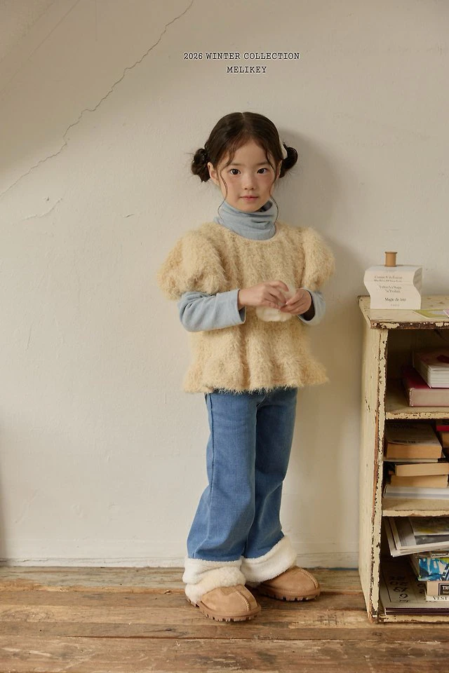 Wool Denim Boots-cut Pants by Melikey for Child - view 4