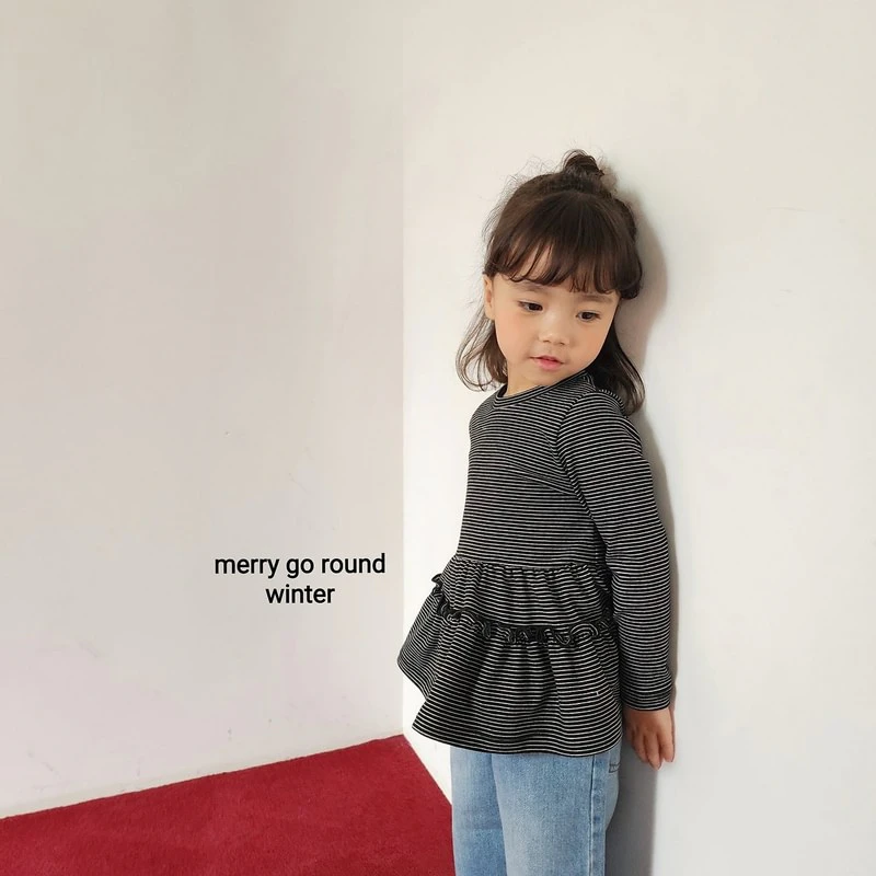 Striped Turtleneck Frill Tee by Merry Go Round for Child - view 3