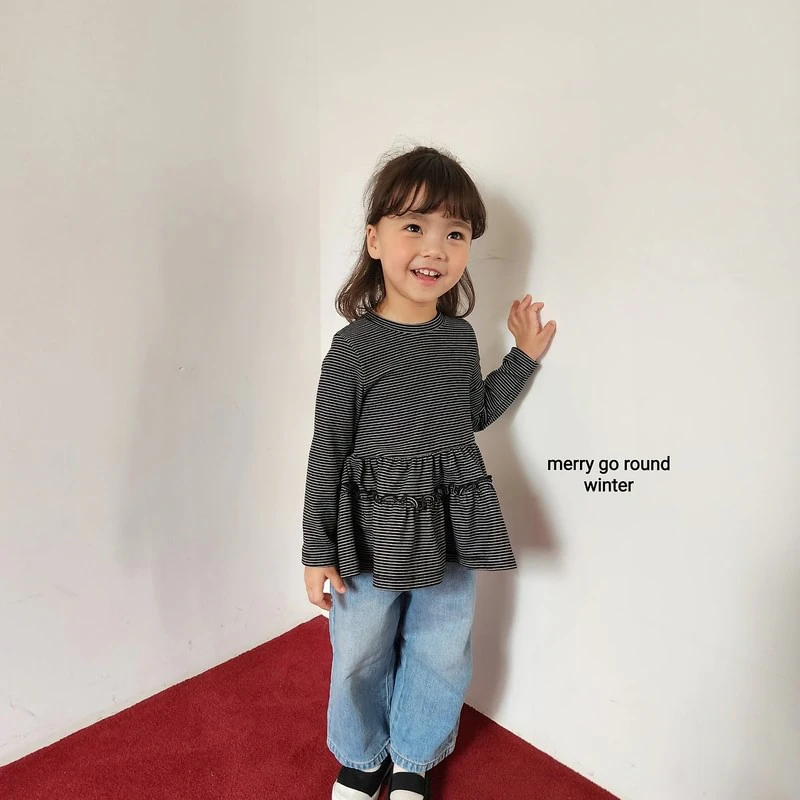 Striped Turtleneck Frill Tee by Merry Go Round for Child - view 4