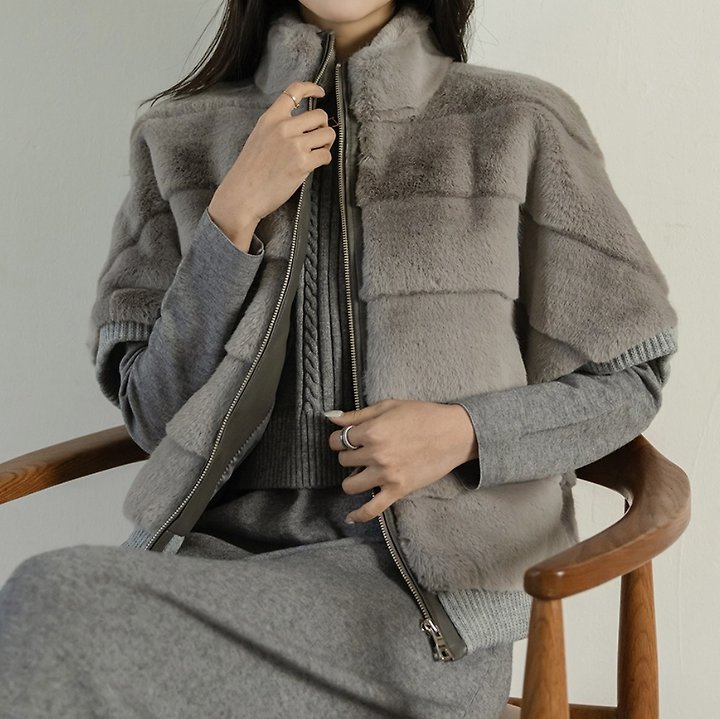 Knit Rib Trim Jacket by Merry J for Women - view 10