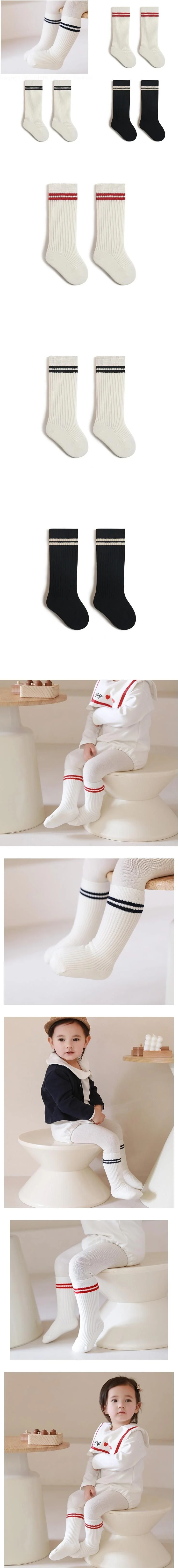 Fine Ribbed Two-Line Crew Socks by Miso for Baby - view 1