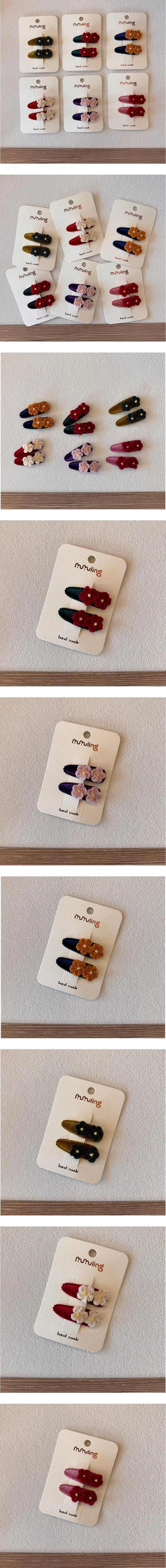Flower Velvet Snap Hair Pin Set by Miso for Child - view 1