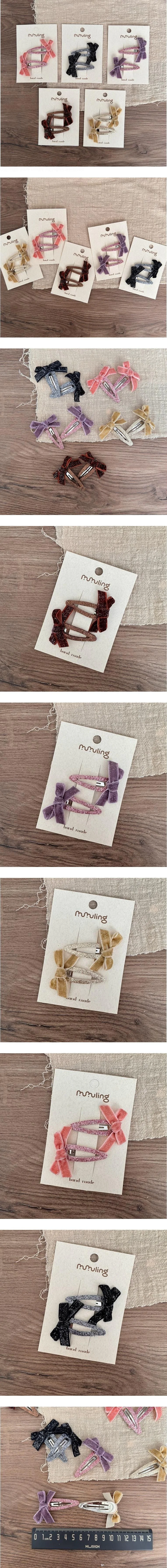 Glitter Ribbon Snap Hair Pin Set by Miso for Child - view 1