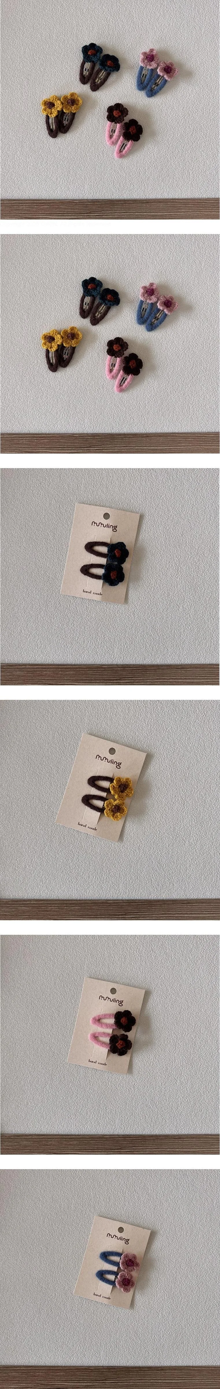 Flower Knit Snap Hair Pin Set by Miso for Child - view 1