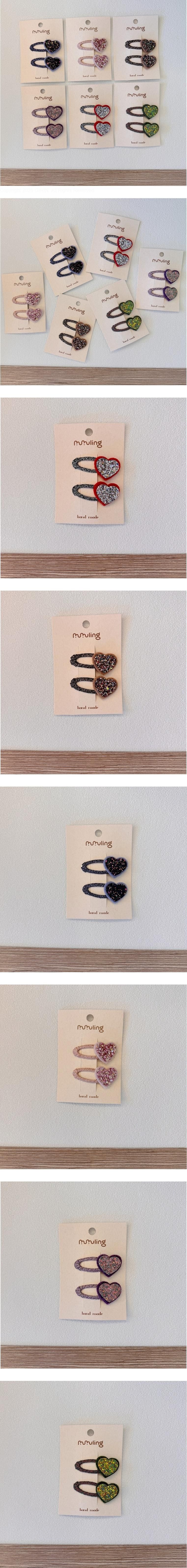 Heart Glitter Snap Hair Pin Set by Miso for Child - view 1