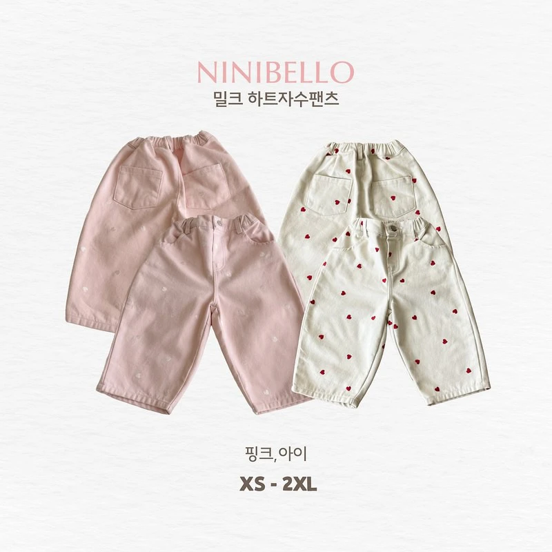 Milk Heart Embroidery Pants by Ninibello for Child - view 1