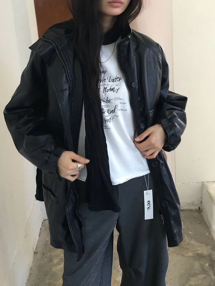 Vintage Leather Field Jacket by Ore for Women - view 4